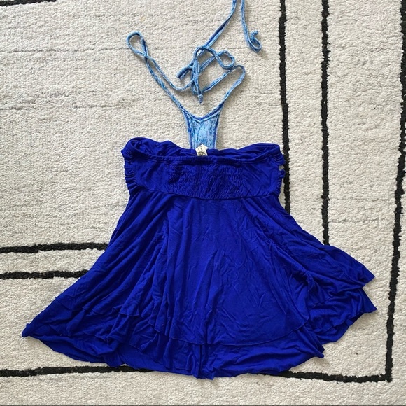 FREE PEOPLE Blue Warrior Halter Tie Top - Picture 7 of 10